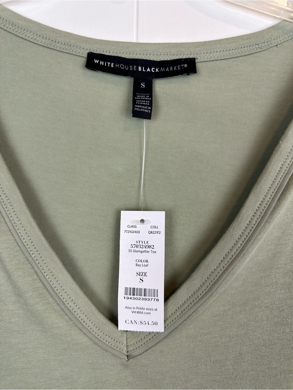 NWT White House Black Market Sage Flutter Sleeve V Neck Top S - Picture 2 of 6